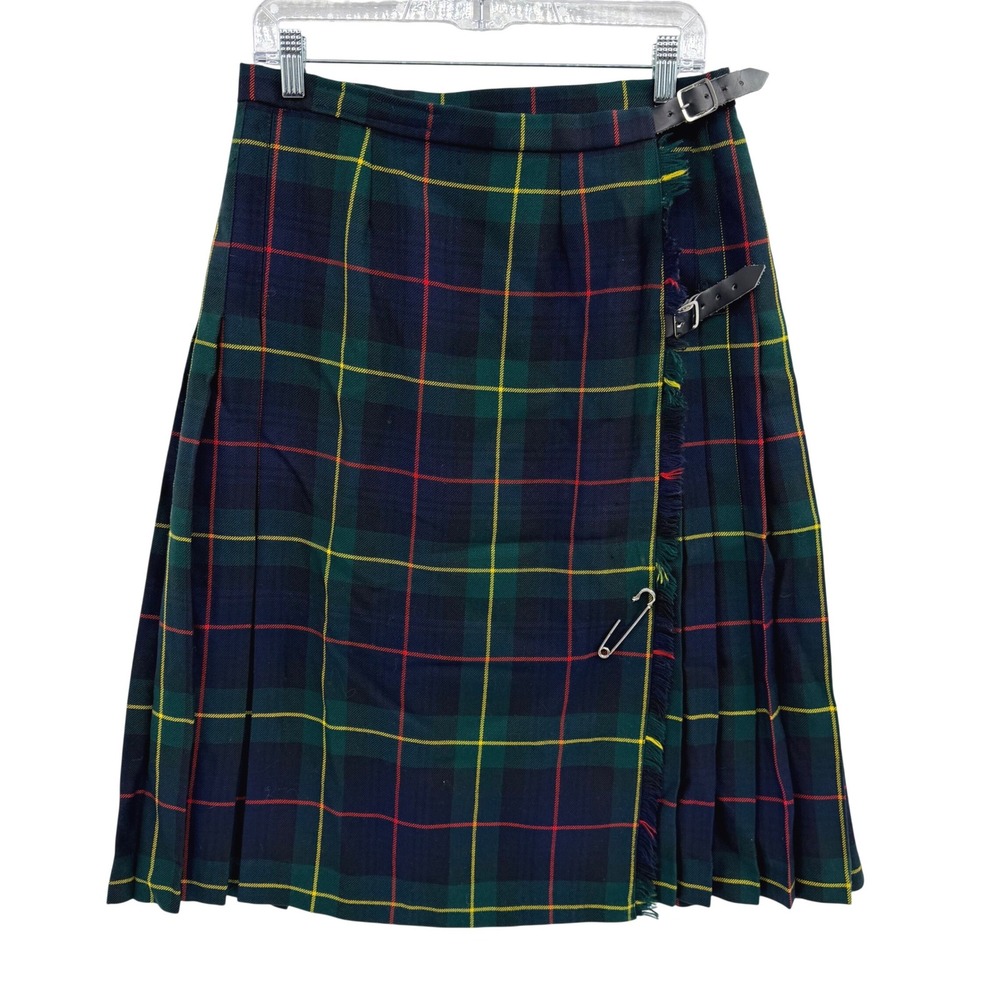 Meigle Authentic Scottish Skirt Plaid Pleated‎ Midi Legnth 14 Pure New Wool
